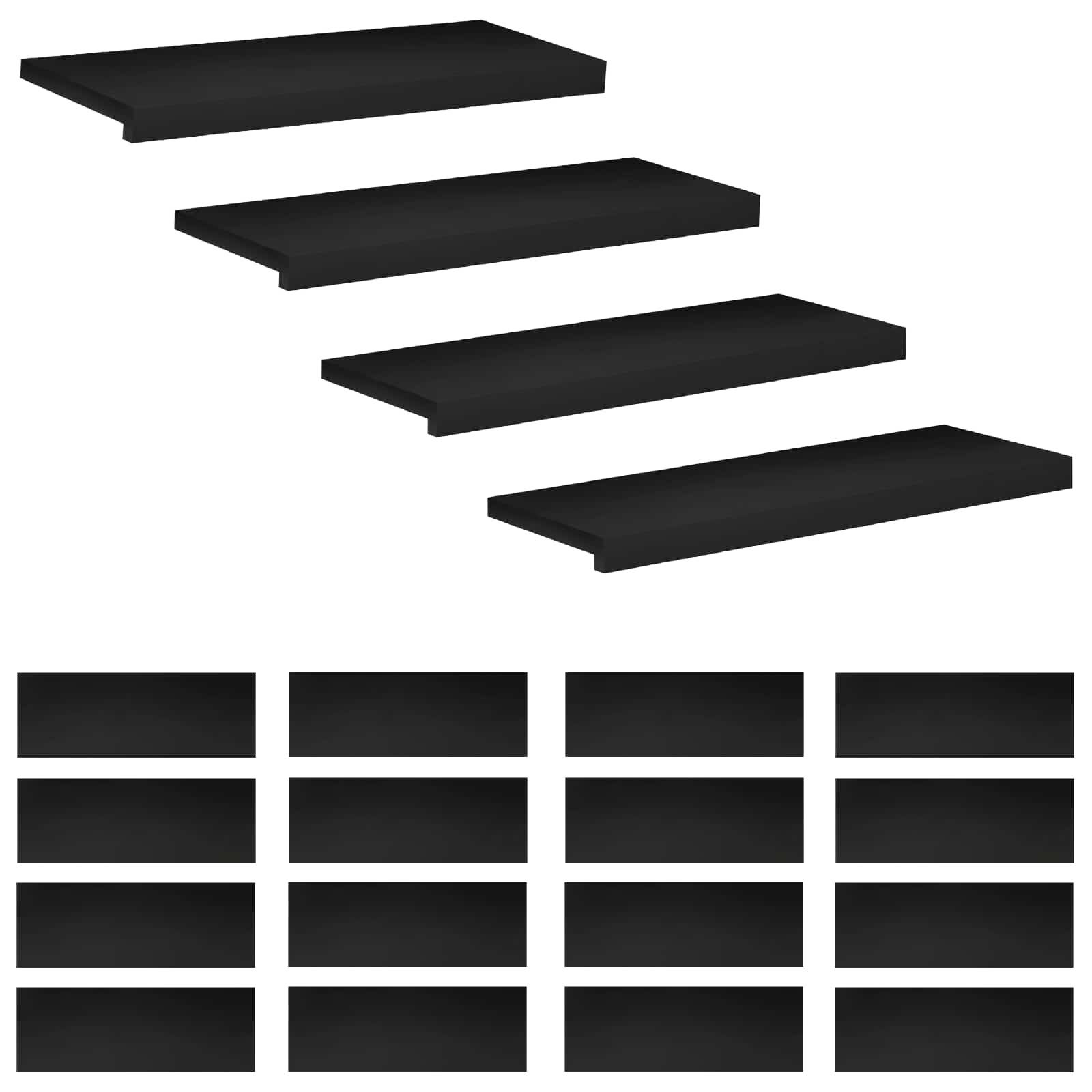vidaXL Stufenmatte Treppenstufen 20 stk. 70 x 25 x 2 cm Schwarz Massivholz Buche, Höhe: 2 mm