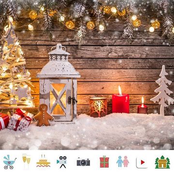 Juoungle Hintergrundtuch Hintergrund Weihnachten, Kamin Strumpf, Weihnachtsbaum Hintergründe