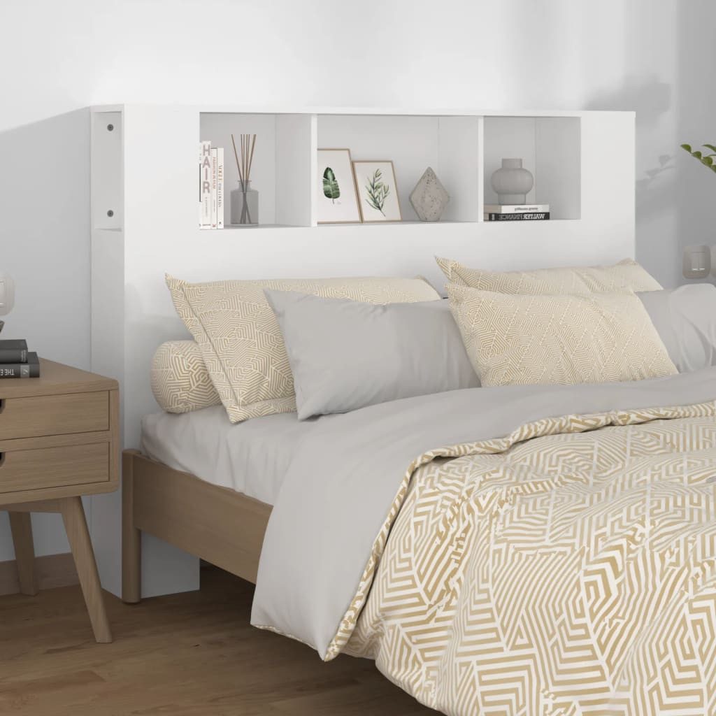 vidaXL Kopfteil, Bett Kopfteil mit Ablagen Weiß 140x18,5x104,5 cm