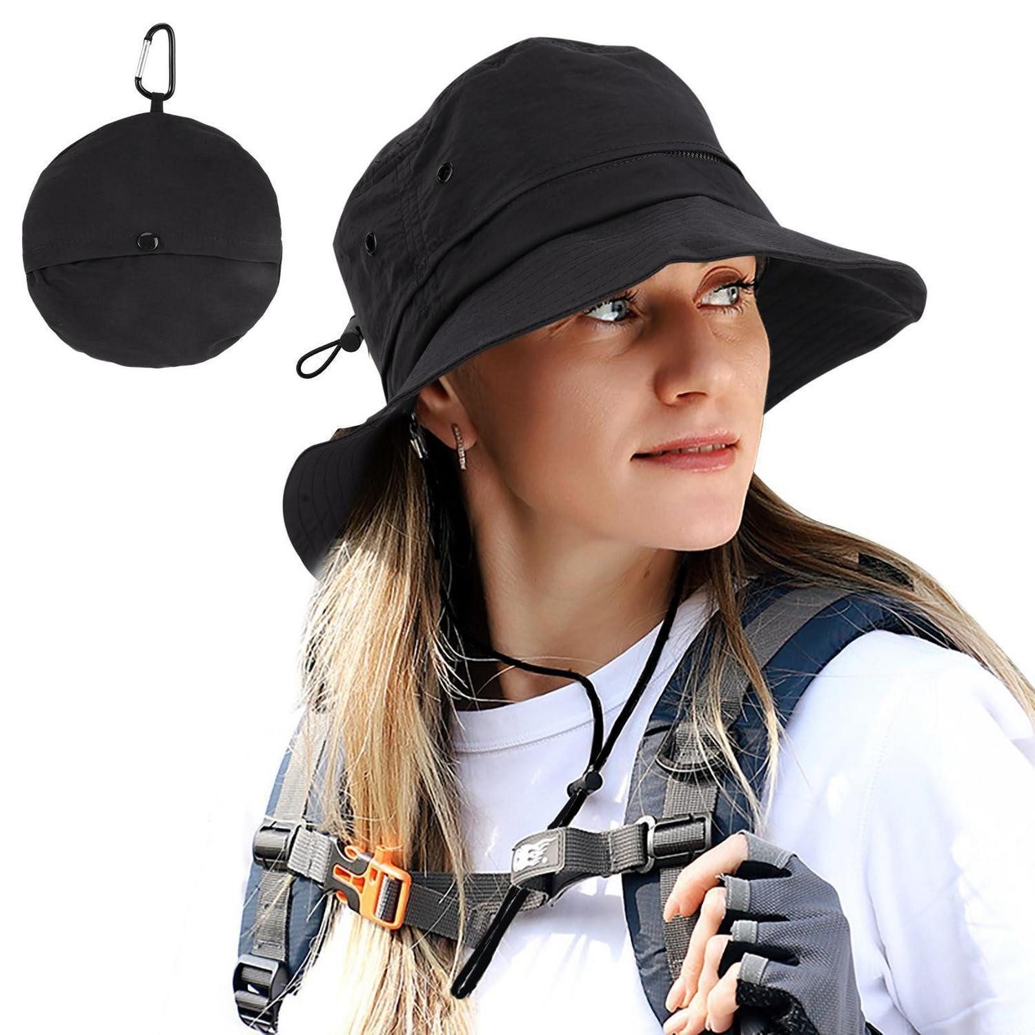LuxusKollektion Sonnenhut Sonnenhut Herren Damen Krempe Fischerhut Schwarz Einheitsgröße