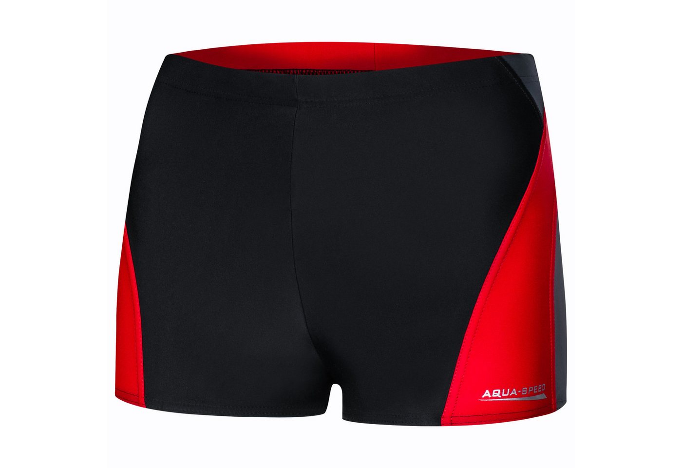 Aqua Speed Badehose für Herren Alex Schwimmpant eng chlorbeständig Schwarz Grau Rot L (Konzipiert für sportliches Herren Training im Pool) Farbbeständige Ausführung trotz Chlorwasser
