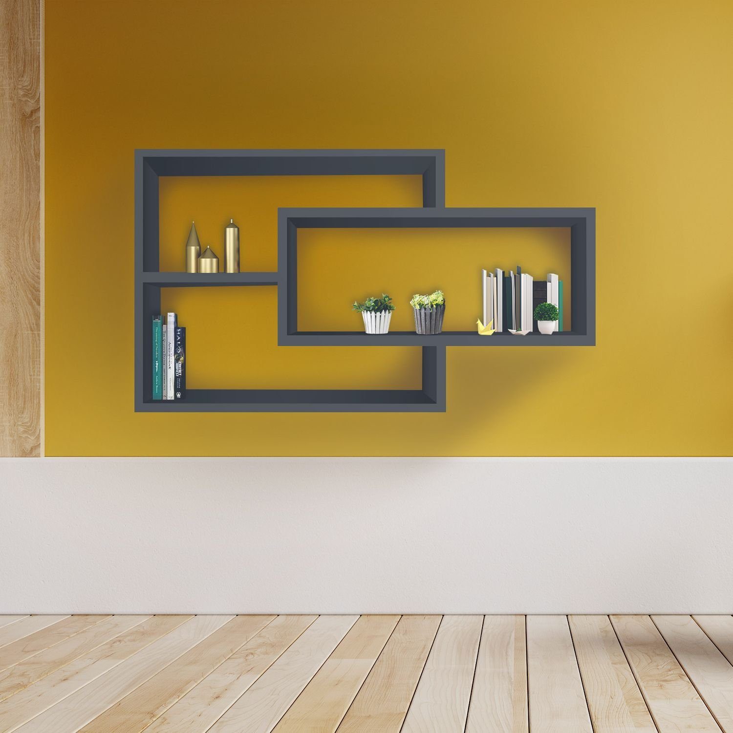 TRAUMMÖBEL Wandregal KARO, Modernes Schweberegal groß Hängeregal Wandregal Anthrazit 104x20x59 cm