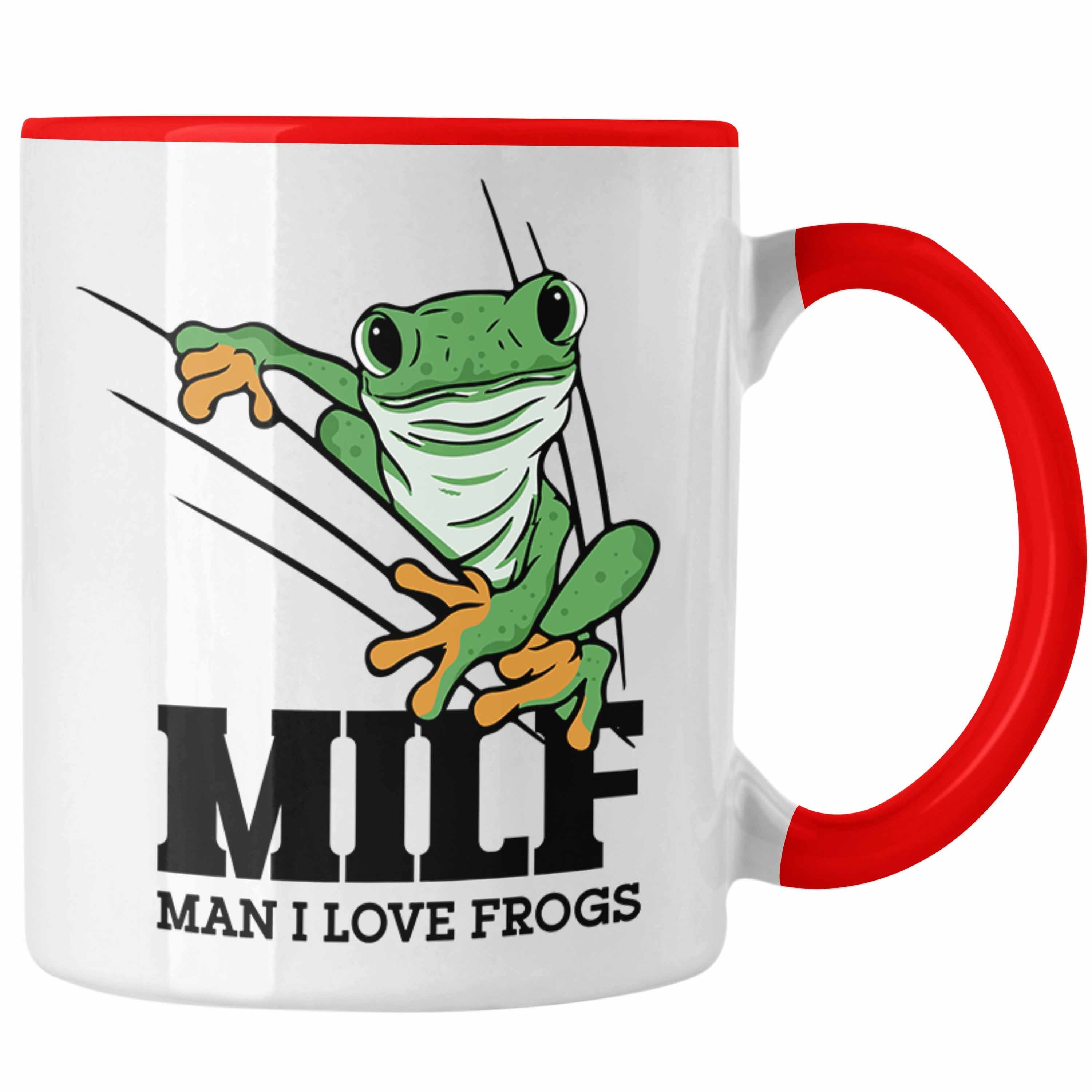 Trendation Tasse Lustige Frosch Tasse Geschenk für Froschliebhaber Lustig MILF Man I L Rot