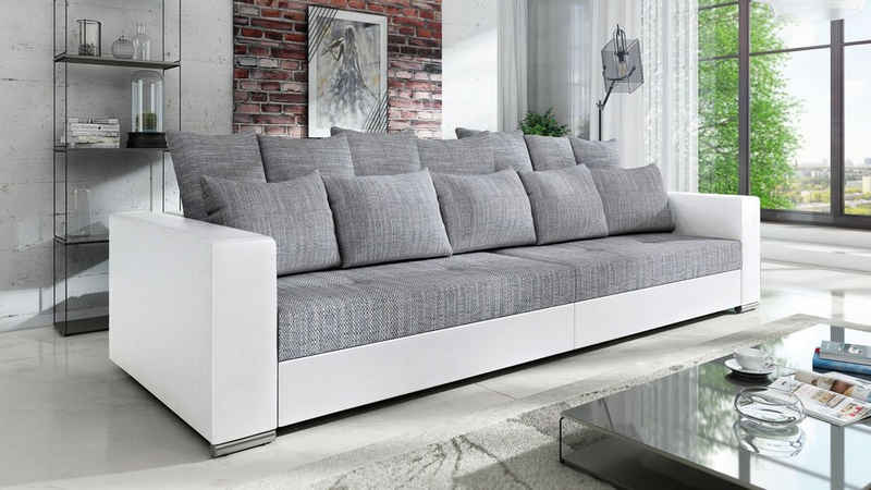 Küchen-Preisbombe Sofa Modernes Big Sofa Wohnlandschaft Sofa Couch Jumbo XXL 1 - Weiß - Hellgrau, Sofa