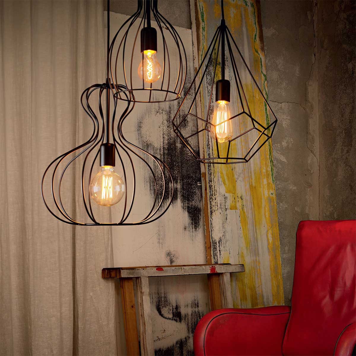 Ideal Lux Pendelleuchte Ideal Lux Ampolla-2 SP1 Pendelleuchte Ø: 20,5 cm, LED wechselbar, Hängeleuchte