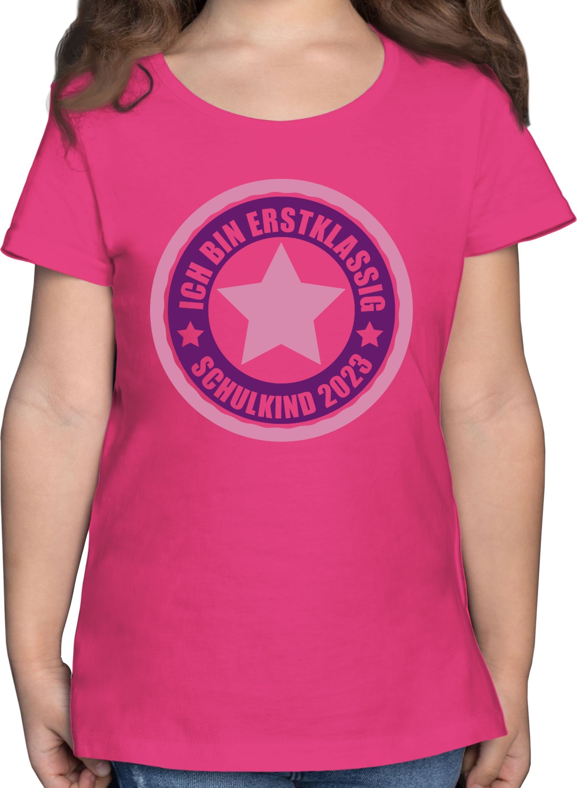 bin Schulkind 2023 - 2 Fuchsia Mädchen erstklassig in Einschulung rosa Shirtracer T-Shirt Ich