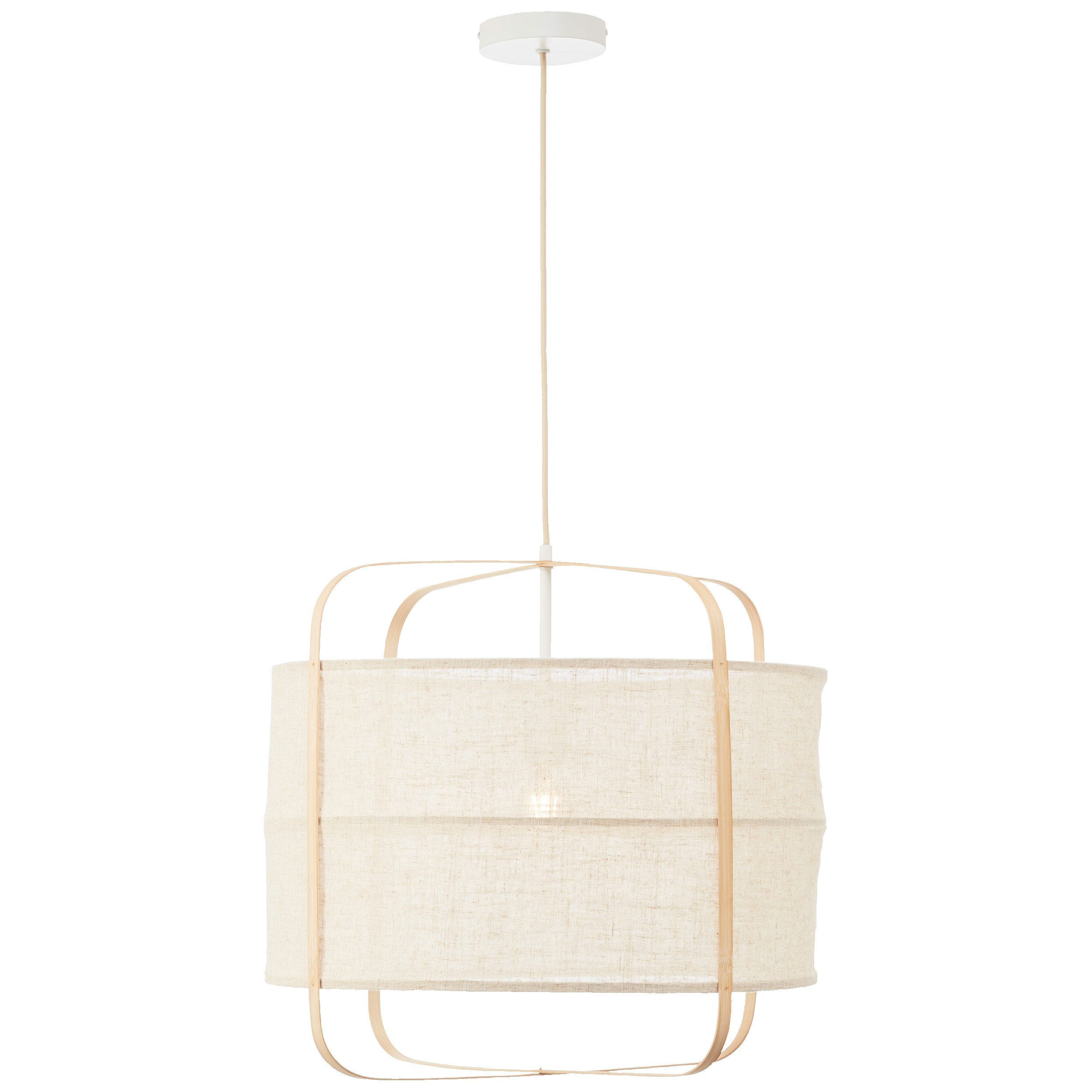 Lightbox Pendelleuchte, ohne Leuchtmittel, Hängelampe aus Bambus und Textil, E27, 150 x 55 cm, natur/beige