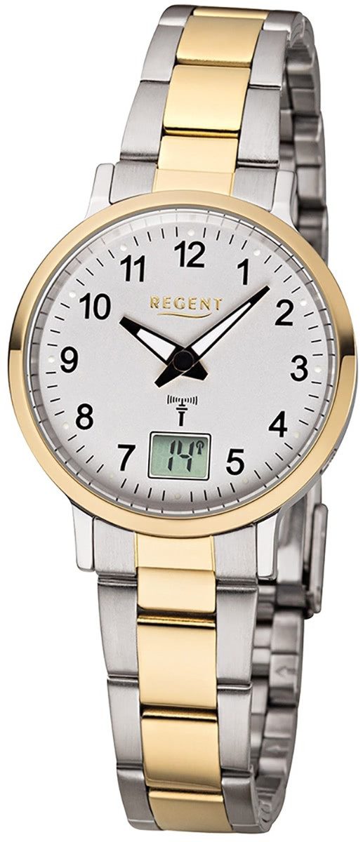 Regent Funkuhr Regent Damen Uhr FR-258 Metall Funk, (Funkuhr), Damen Funkuhr rund, klein (ca. 30mm), Metallarmband
