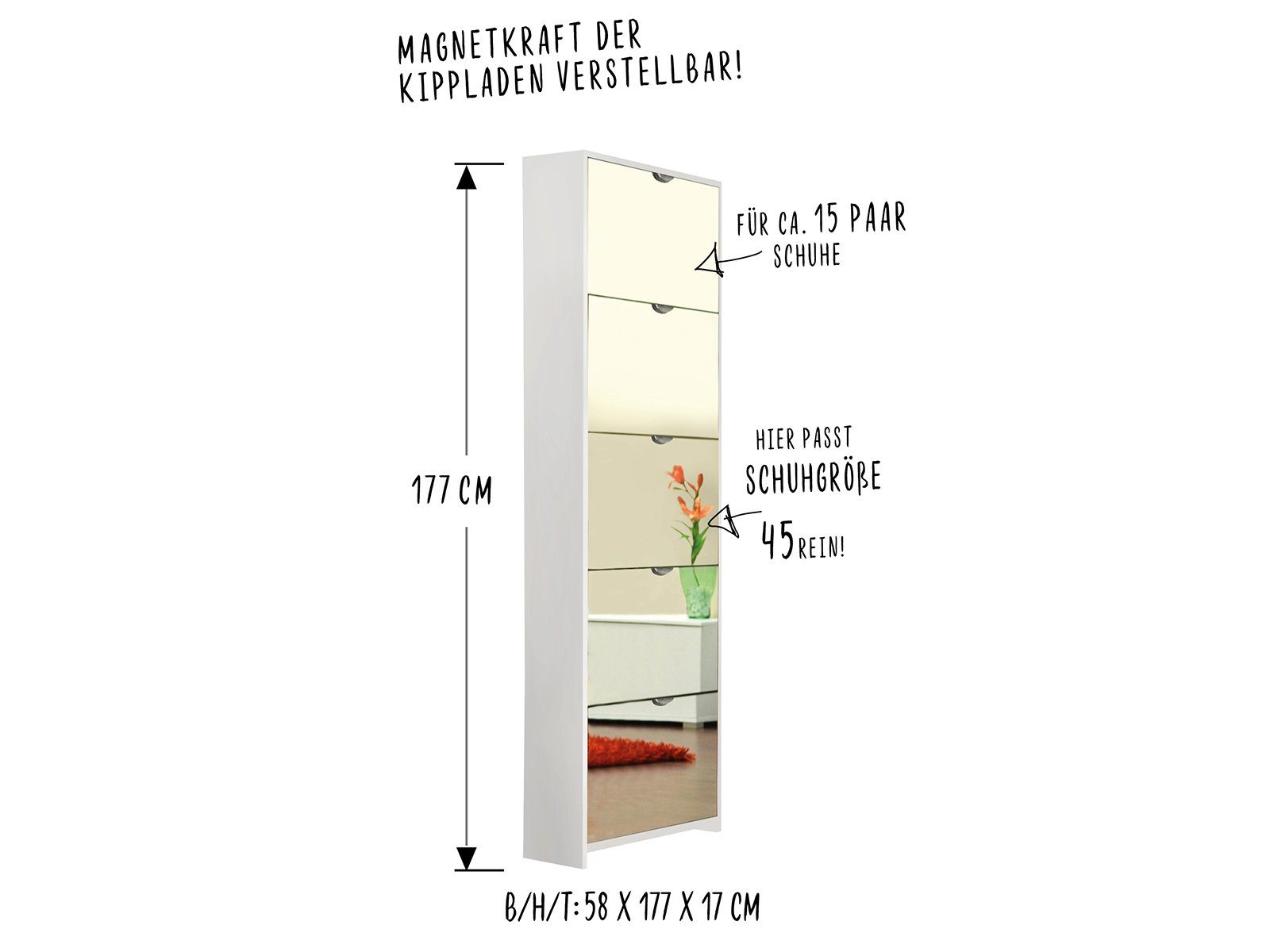 freiraum Schuhkipper Konstanz, 58 x 177 x 17 cm (B/H/T) günstig online kaufen