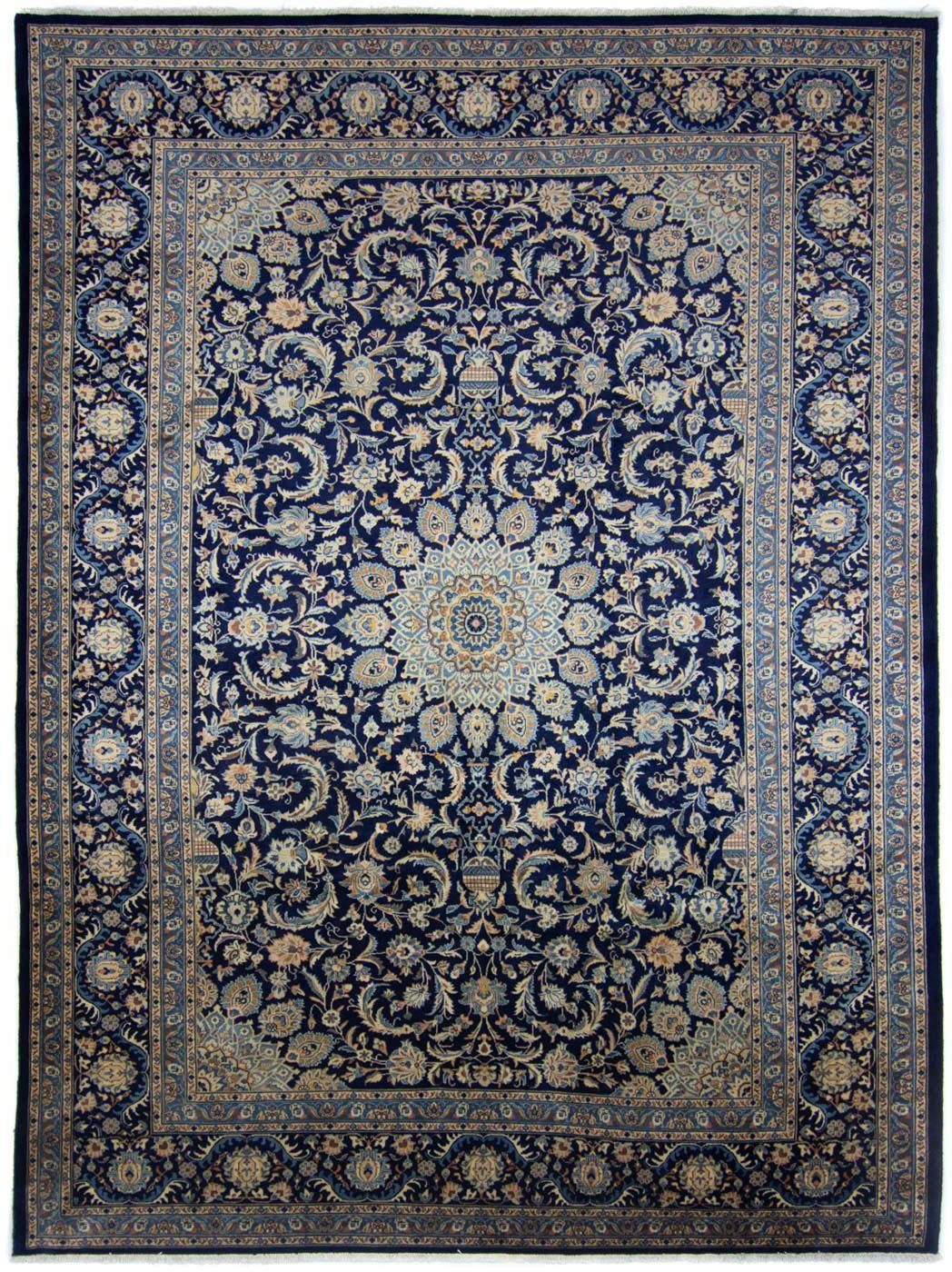 Wollteppich Maschad Medaillon Blu cm, Höhe: Zertifikat Unikat 248 mm, morgenland, 10 x mit 346 rechteckig