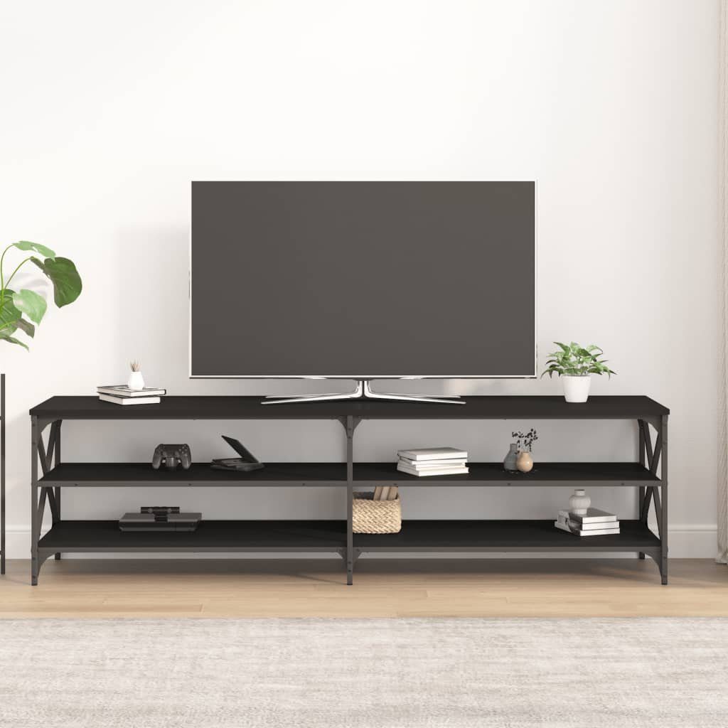 Schwarz cm Holzwerkstoff TV-Schrank 180x40x50 furnicato