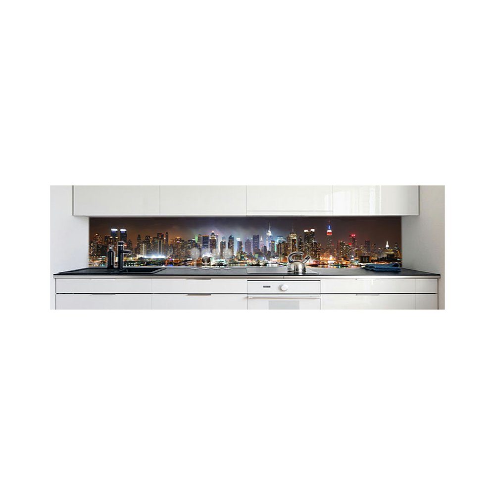 DRUCK-EXPERT Küchenrückwand Küchenrückwand 0,4 Premium Hart-PVC Skyline selbstklebend mm