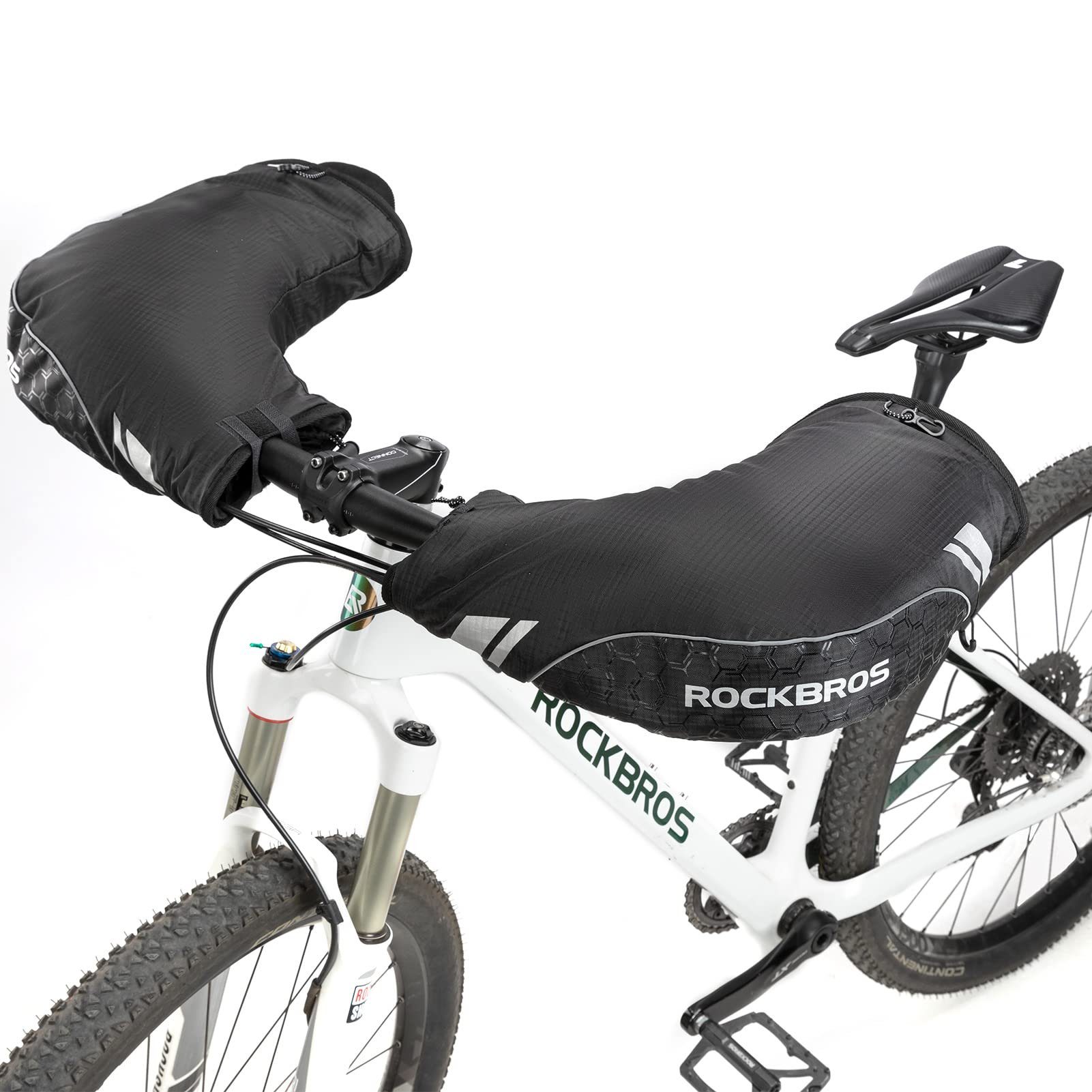 ROCKBROS Motorradhandschuhe Gefüttert Winddicht Wasserfest schwarz2 Lenker für Motorrad Handschuhe Fahrrad Reflektierend Scooter Lenkerstulpen Roller