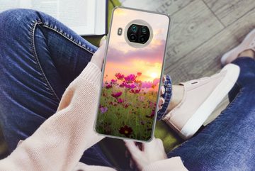 MuchoWow Handyhülle Sonnenuntergang - Blumen - Rosa - Natur - Grün, Phone Case, Handyhülle Xiaomi Mi 10T Lite, Silikon, Schutzhülle