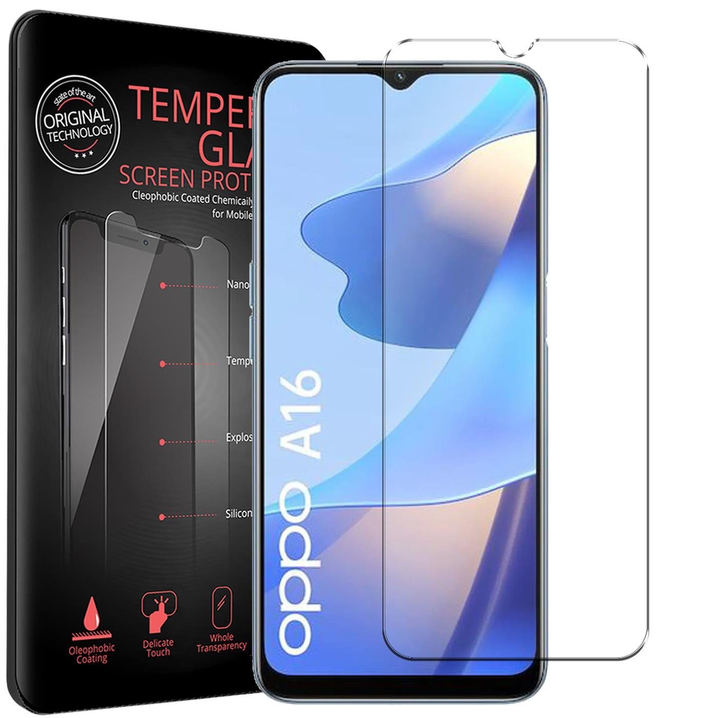 CoolGadget Schutzfolie Panzerfolie für OPPO A16 / A16s, (9H Härtegrad, 2x Schutzglas, 1xReinigungset), Displayfolie Panzer Schutzfolie 2 Stück für OPPO A16 / A16s Glas Folie