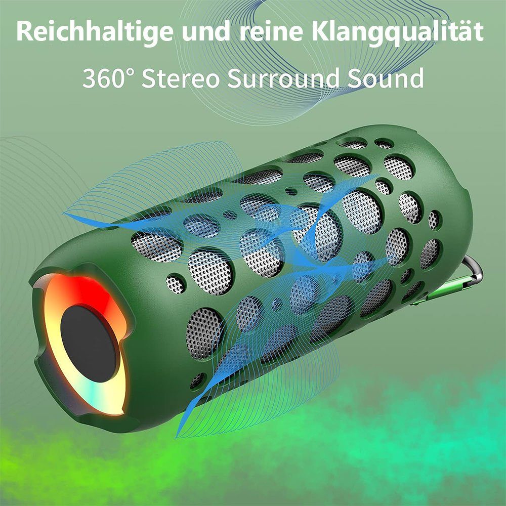 Bluetooth-Lautsprecher TUABUR Bluetooth-Lautsprecher, kabelloses 360°-Sound-Mikrofon Tragbarer Grün