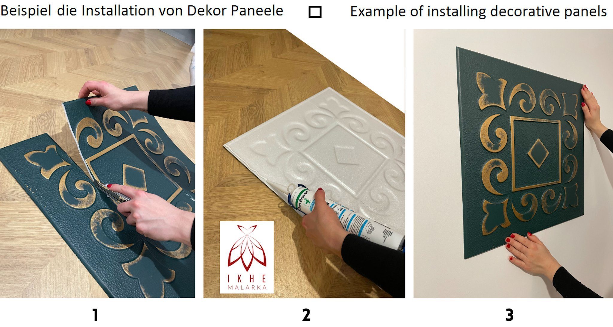 IKHEMalarka 3D Wandpaneel aus Polystyrol Styropor XPS, BxL: 50,00x50,00 cm, 0,25 qm, Paneelen für Wand & Decken 50x50cm