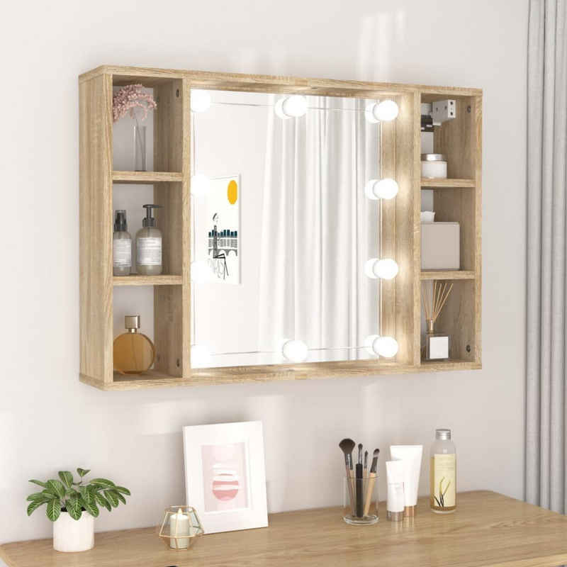 vidaXL Badezimmerspiegelschrank »Spiegelschrank mit LED Sonoma-Eiche 76x15x55 cm«