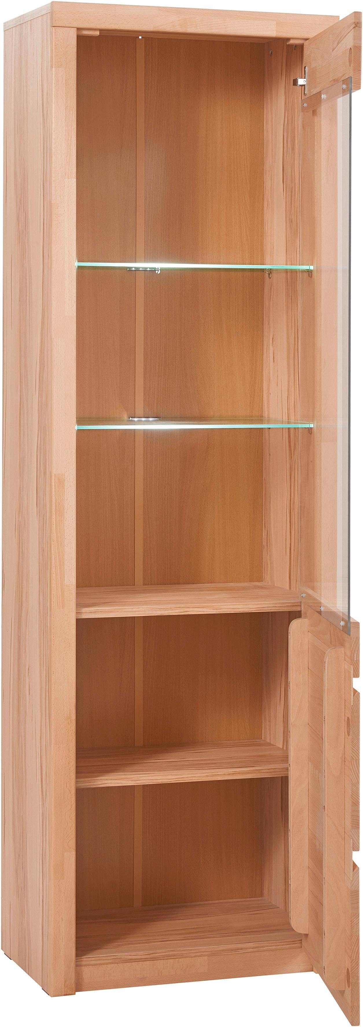 OTTO home Vitrine SILKEBORG75, Tür mit Glaseinsatz, Türanschlag wechselbar rechts/links. B/T/H: 60/35/190cm, Kernbuche teilmassiv geölt, 5 Fächer, Griffmulden