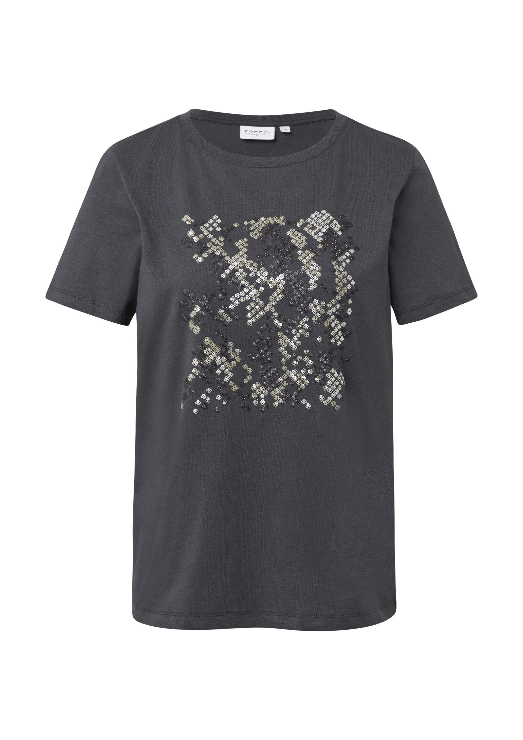 comma Kurzarmshirt T-Shirt T-Shirt aus Baumwolle mit Artwork günstig online kaufen