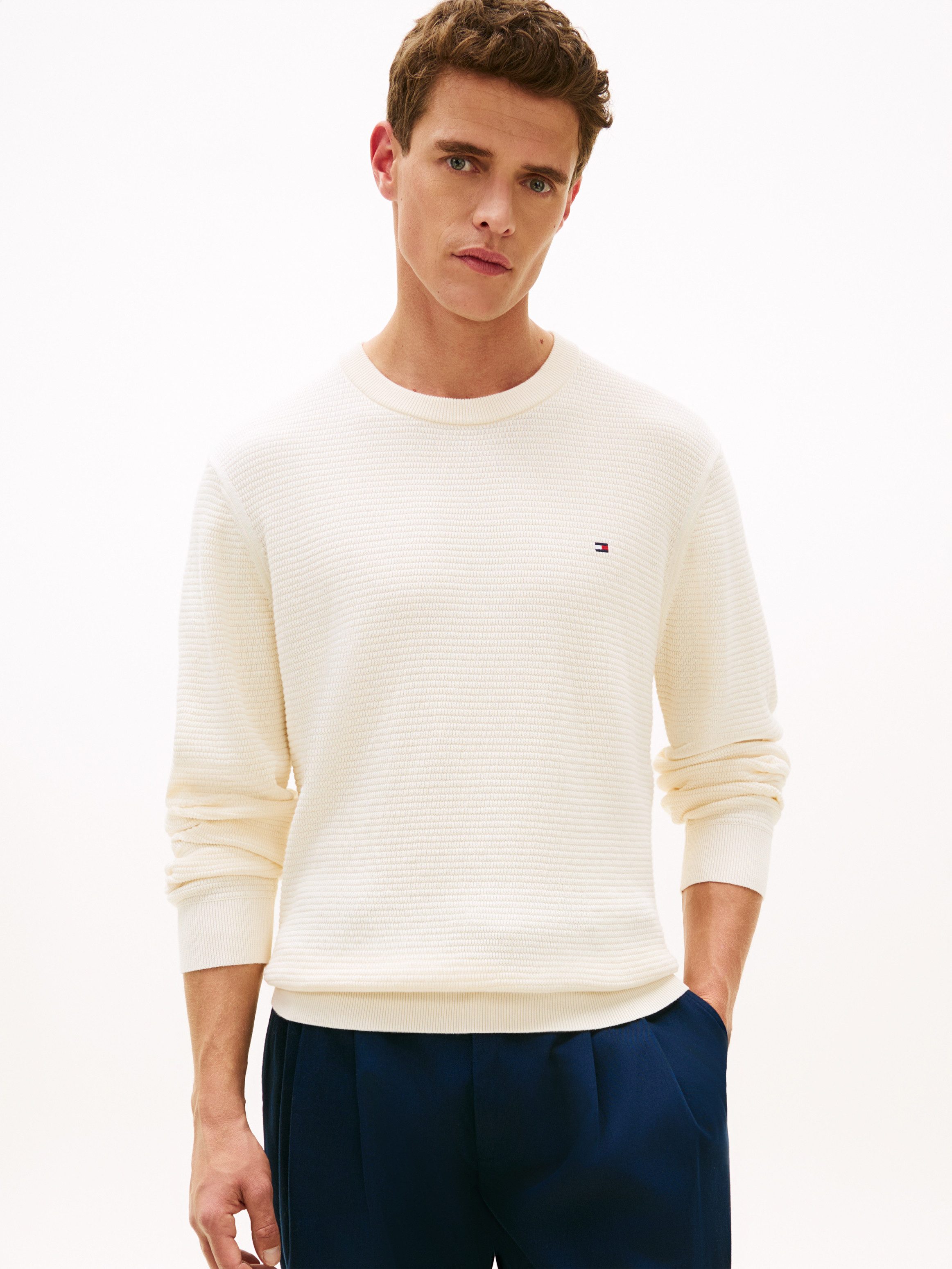 Tommy Hilfiger Strickpullover SEASONAL STRUCTURE CREW NECK strukturiert