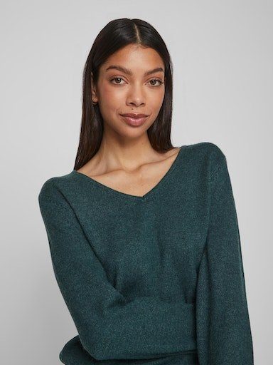 Vila V-Ausschnitt-Pullover VIRIL V-NECK L/S KNIT TOP - NOOS Materialmix, regular fit