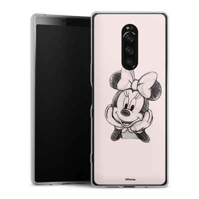 DeinDesign Handyhülle Minnie Mouse Offizielles Lizenzprodukt Disney Minnie Posing Sitting, Sony Xperia 1 Slim Case Silikon Hülle Ultra Dünn Schutzhülle