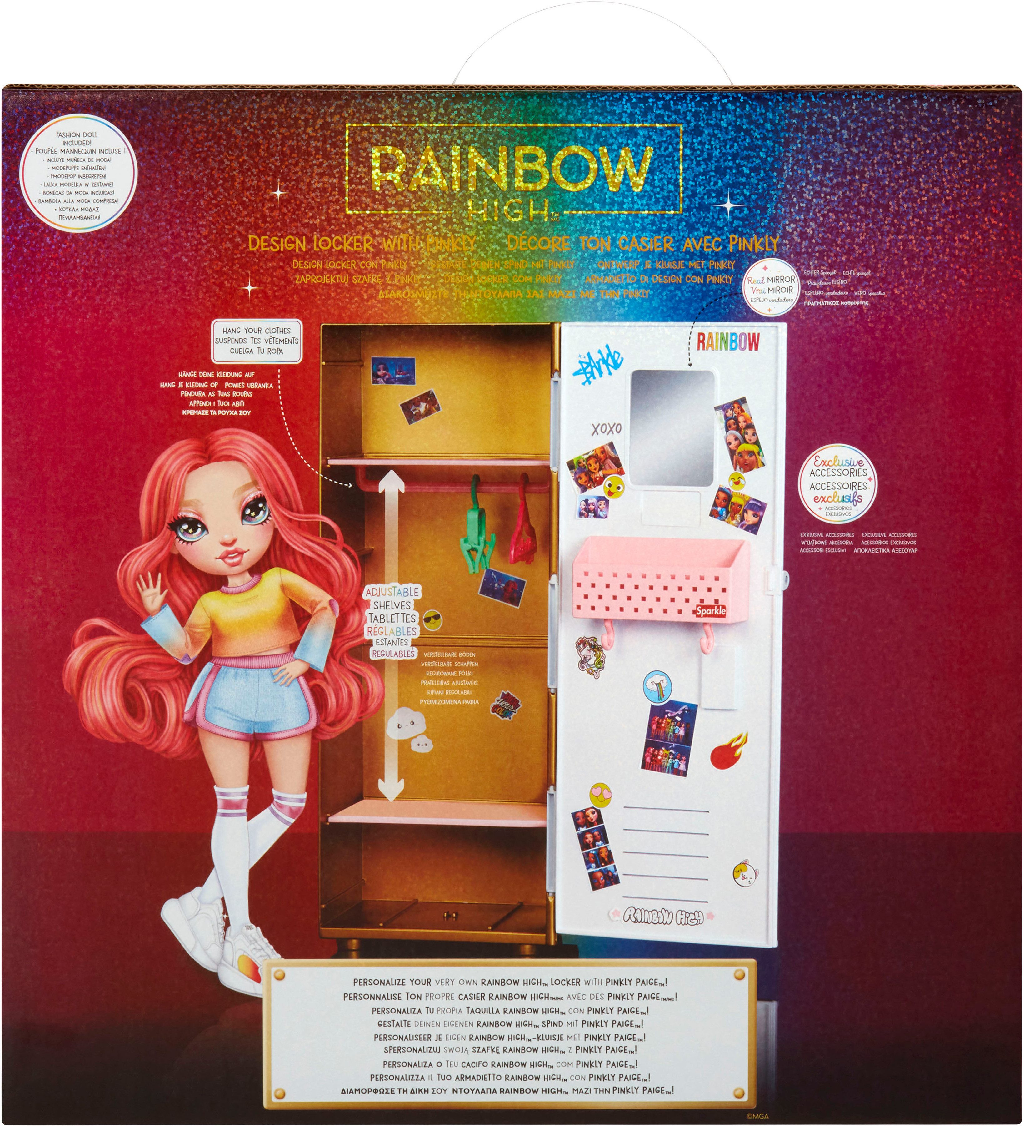 Rainbow High Puppenkleiderschrank Rainbow High Locker and Doll Playset, inklusive Puppe Pinkly Page