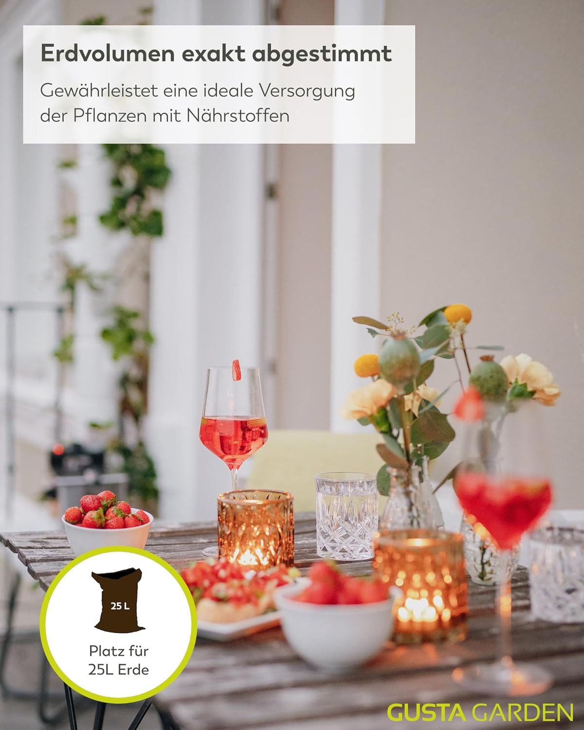 Gusta Garden Hochbeet SISSI STRAWBERRY infinity (inkl. Wasserauslaufschutz & Wasserleitsystem), Erdbeerbaum mit 10 Etagen, weiß – Bild 5 von 5