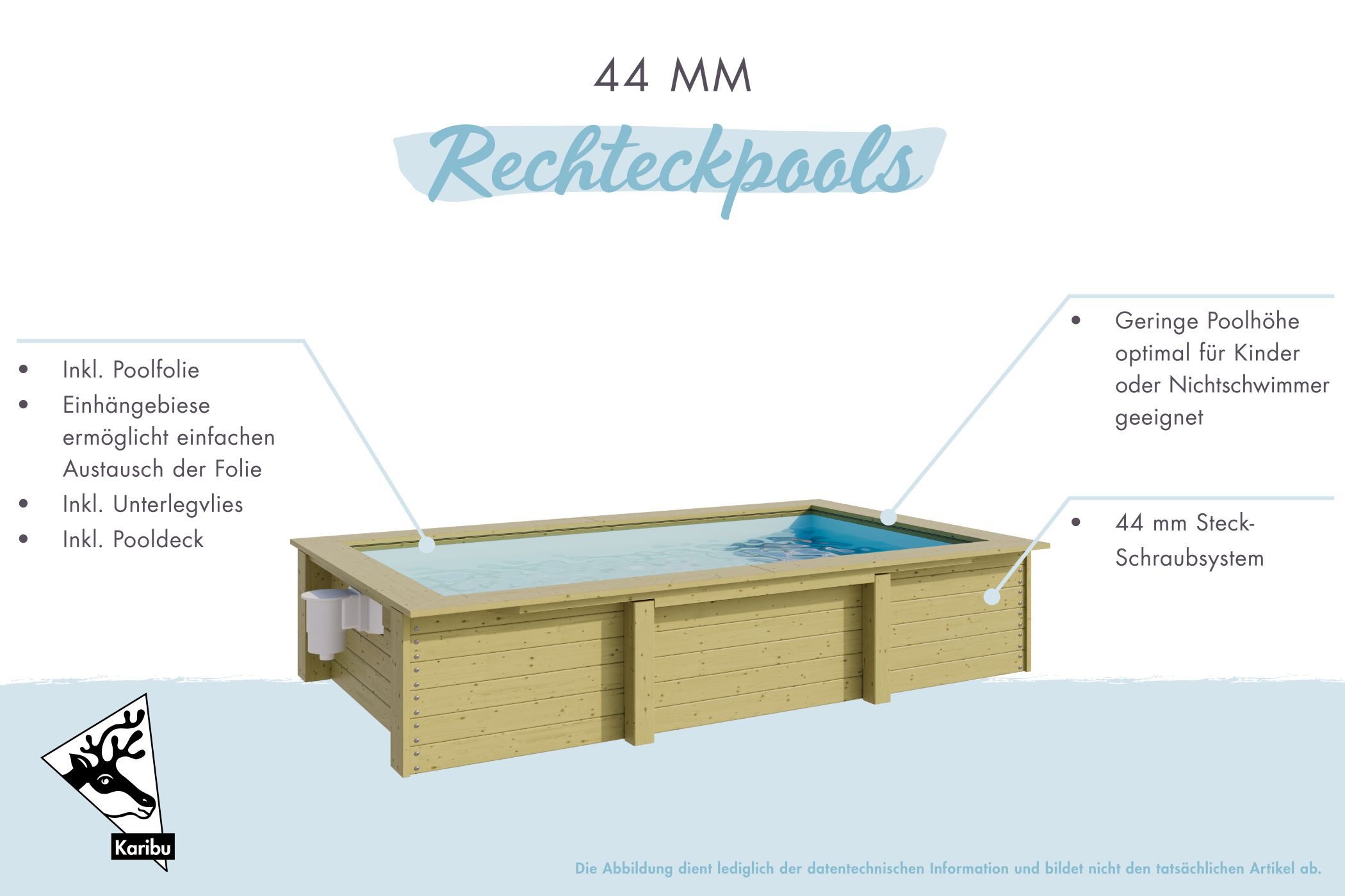 Karibu Rechteckpool Holzpool Large inkl. Sandfilteranlage & Skimmer, Massivholz, witterungsbeständig, wetterfest