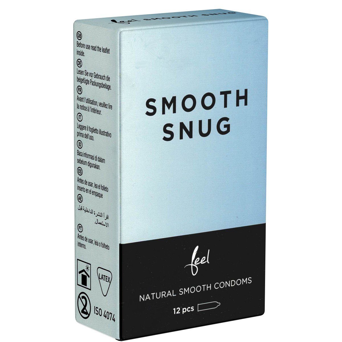 Feel Kondome Smooth Snug - kleine Размер Packung mit, 12 St., seidenzarte Kondome ohne Latexgeruch, enge Kondome mit samtweicher Oberfläche