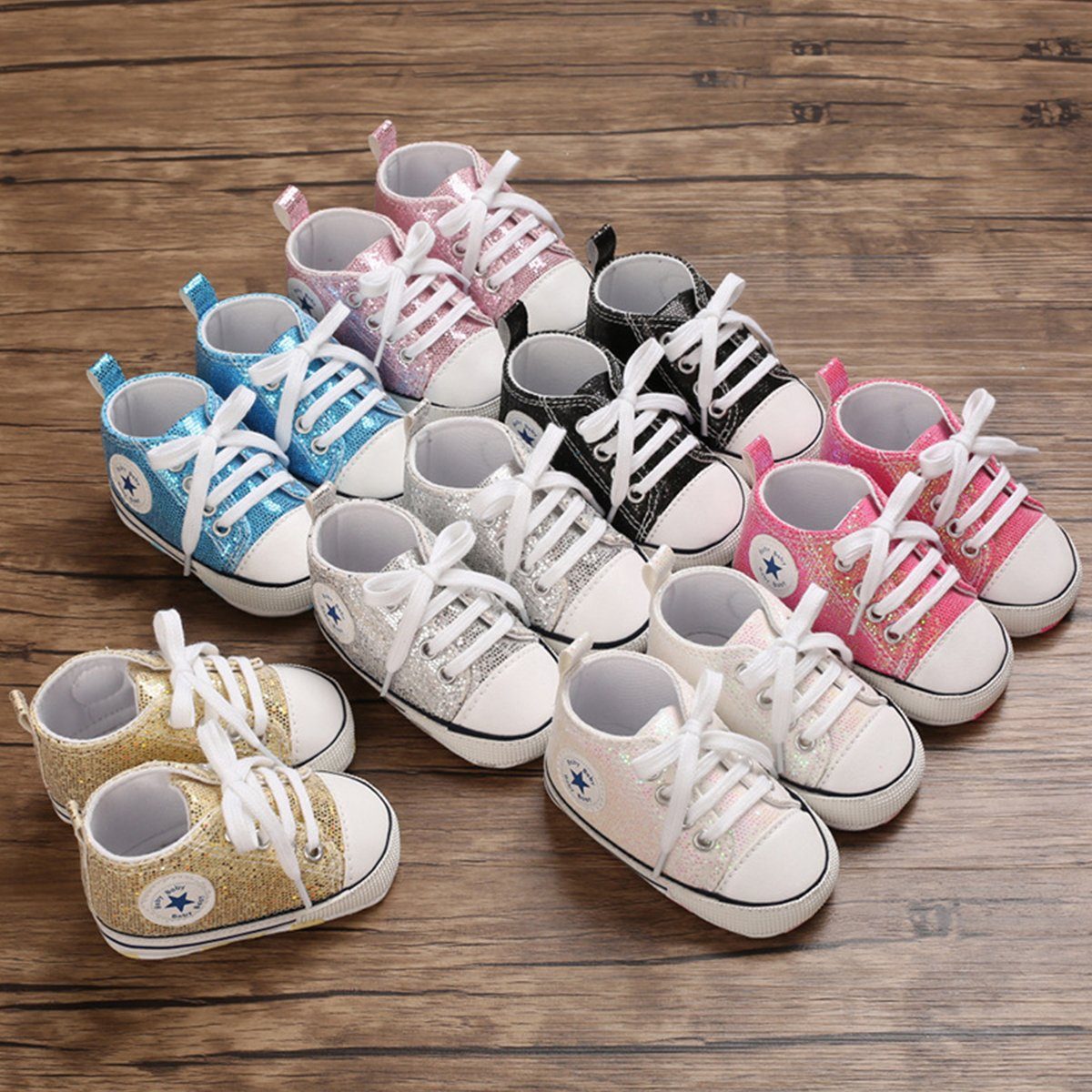 Schuhe Leinen Leichtes Sohle Glitter-Pink 0-6M Weiche Baby DEBAIJIA Lauflernschuhe Babystiefel DEBAIJIA