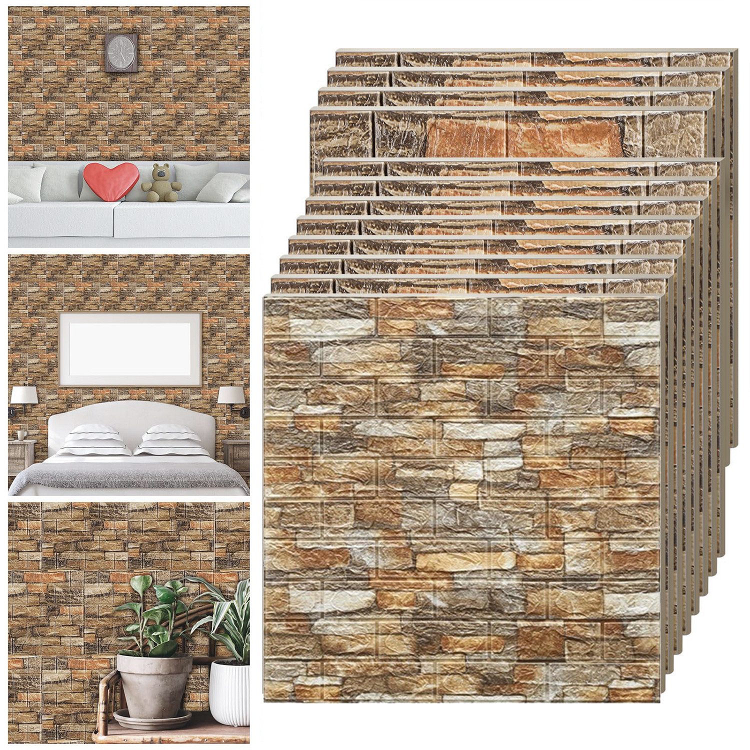 RWEUOQ 3D-Wandtattoo 3D-Selbstklebende Wandpaneele,12Stück,70x77cm, Reliefd günstig online kaufen
