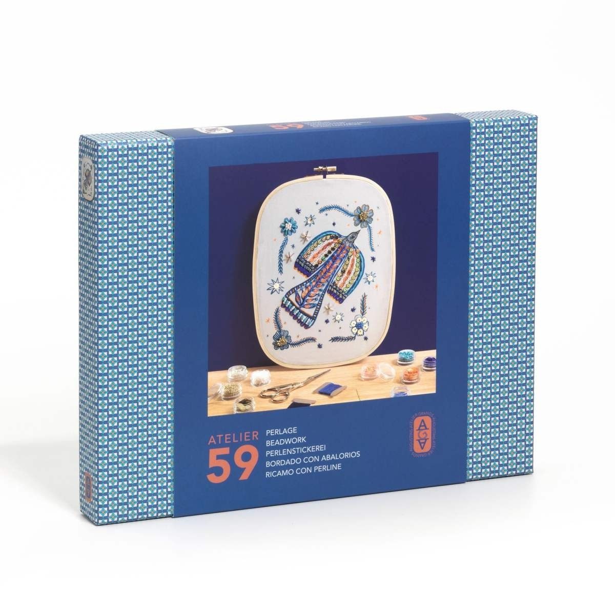 DJECO Kreativset Atelier 58 Perlenstickerei DIY Set mit Rahmen & Anleitung