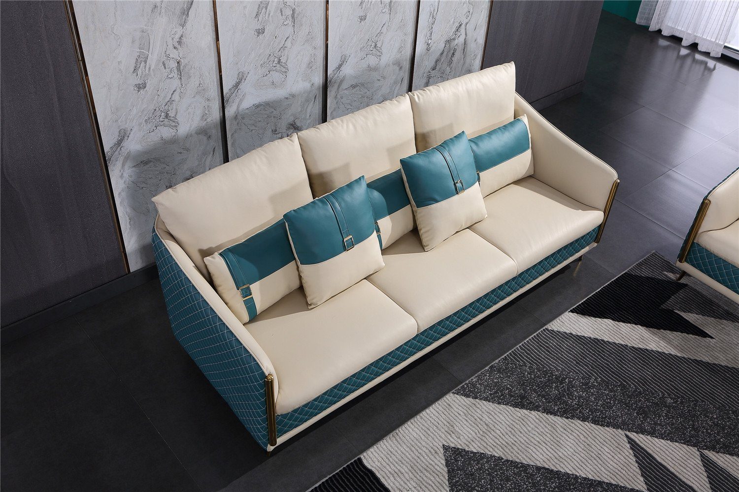 Set Moderne in Sitzer Sofa JVmoebel Neu, 3+2 Made Sofagarnitur Europe Edelstahlfüße Design