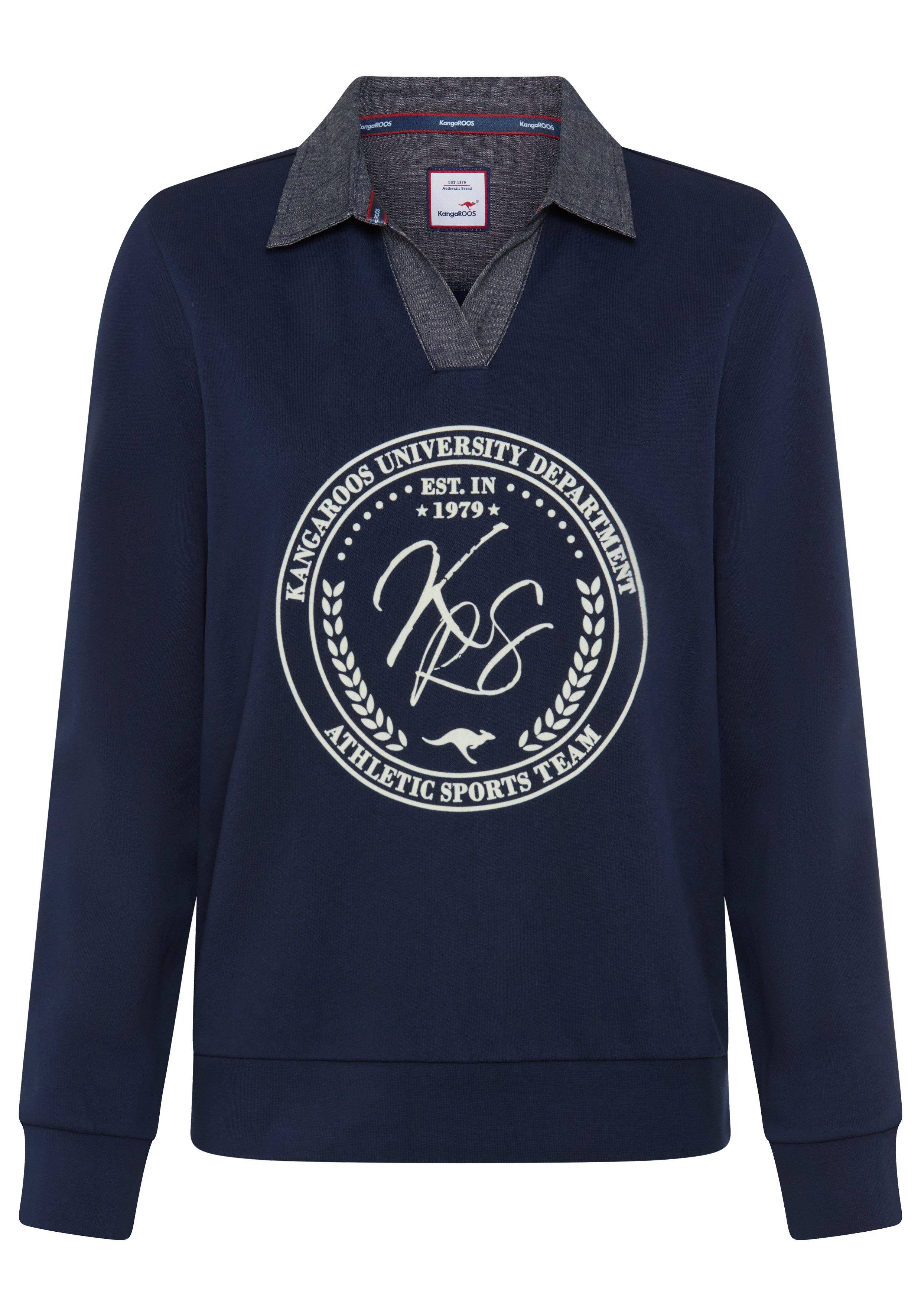 KangaROOS Sweatshirt mit Polokragen und Blende, hüftlange Schnittform – Bild 4 von 5