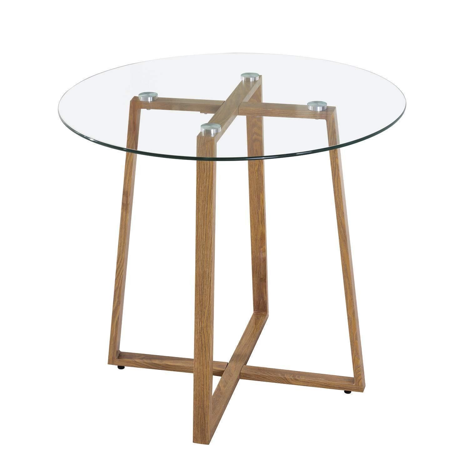 LuxusKollektion Esstisch Esstisch rund 80cm Glastisch skandinavisch 2 4 Personen Metall (1-St)
