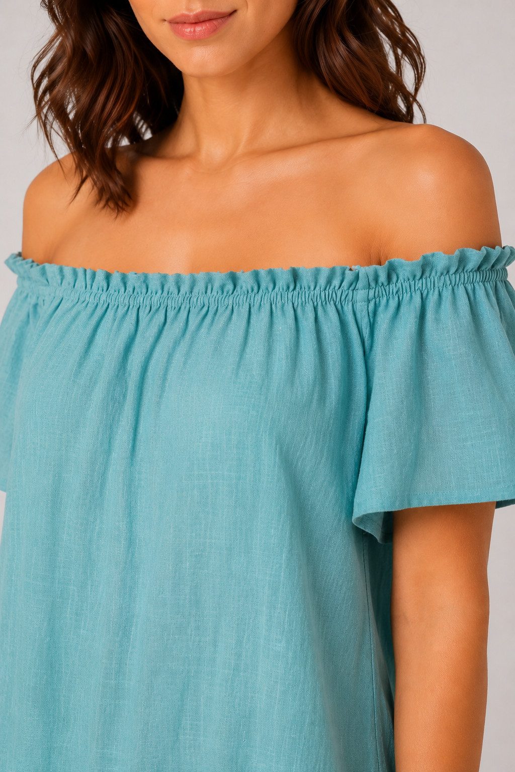 ITALY VIBES Sommerkleid - Off-Shoulder-Minikleid - kurzes Baumwollkleid mit Volant ONE SIZE - passend von Größe XS bis L