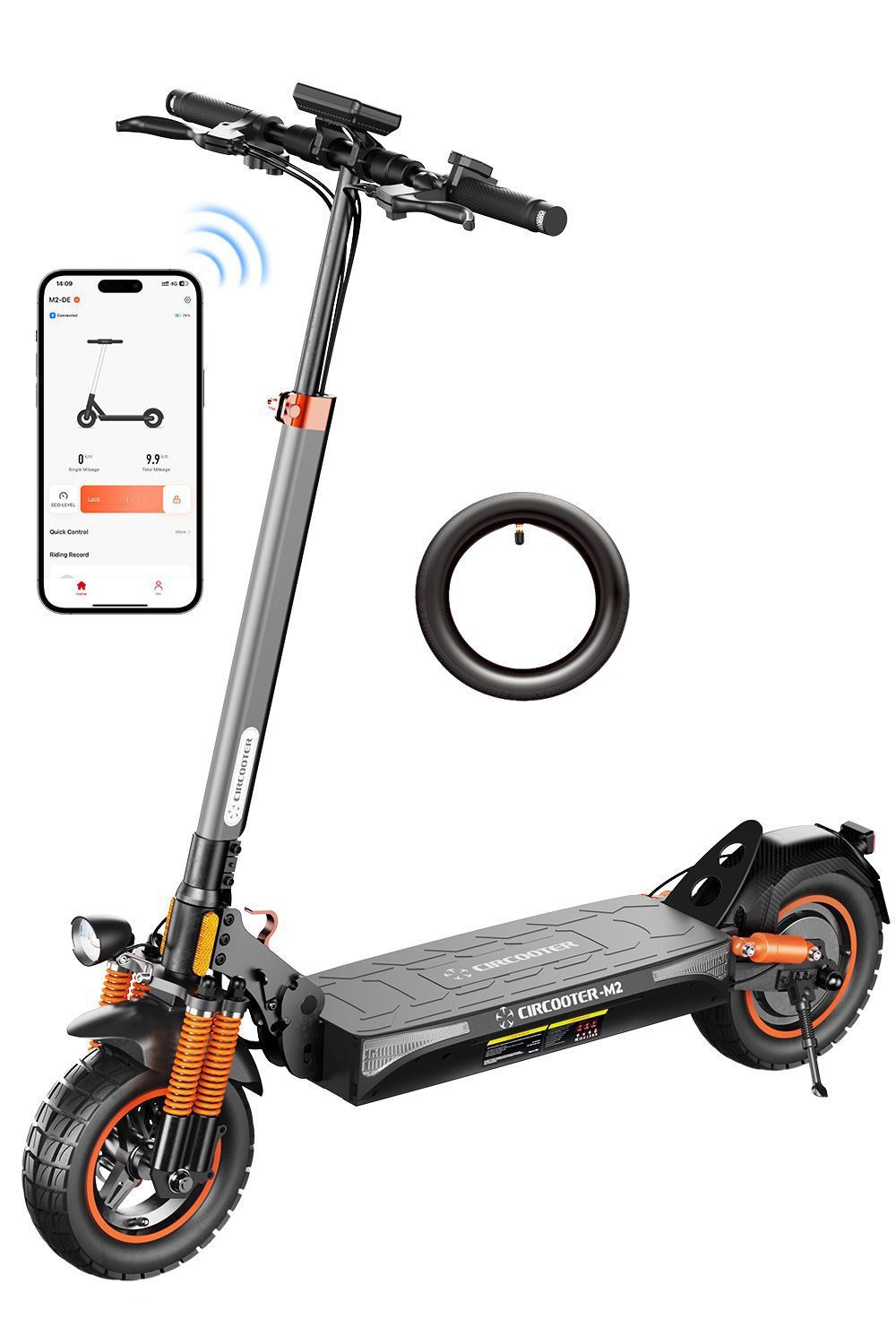 Circooter E-Scooter Offroad Elektroroller mit Straßenzulassung(ABE),10 Zoll Klappbar,70 km, (1 tlg), Rahmen aus Aluminiumlegierung, Tragfähigkeit 150 kg