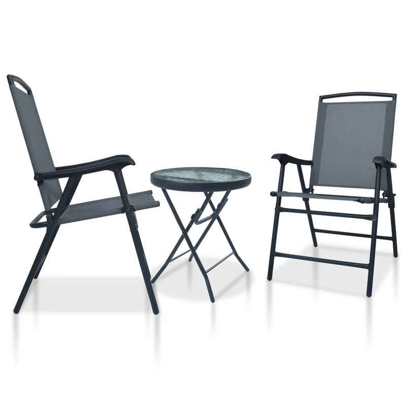 vidaXL Gartenlounge-Set 3-tlg. Bistro-Set Grau Stahl, (3-tlg)