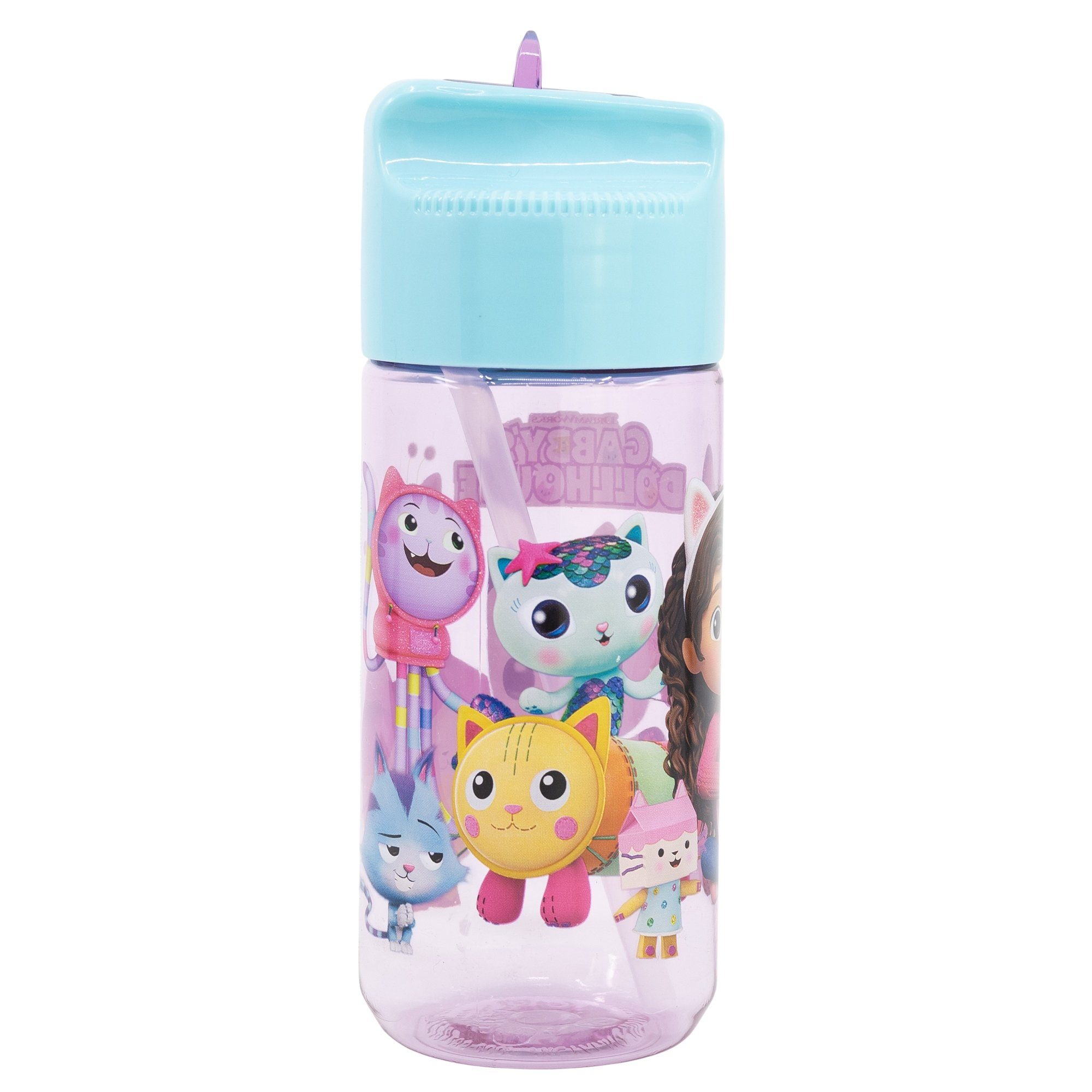 Gabby's Dollhouse Wasserflasche 600 Ml, Isoliert & Auslaufsicher – Mit Strohhalm Und Tragegurt, BPA-frei