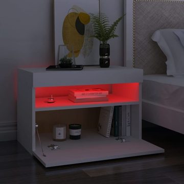 vidaXL Nachttisch Nachttisch mit LED-Leuchten Weiß 60x35x40 cm Holzwerkstoff (1-St)