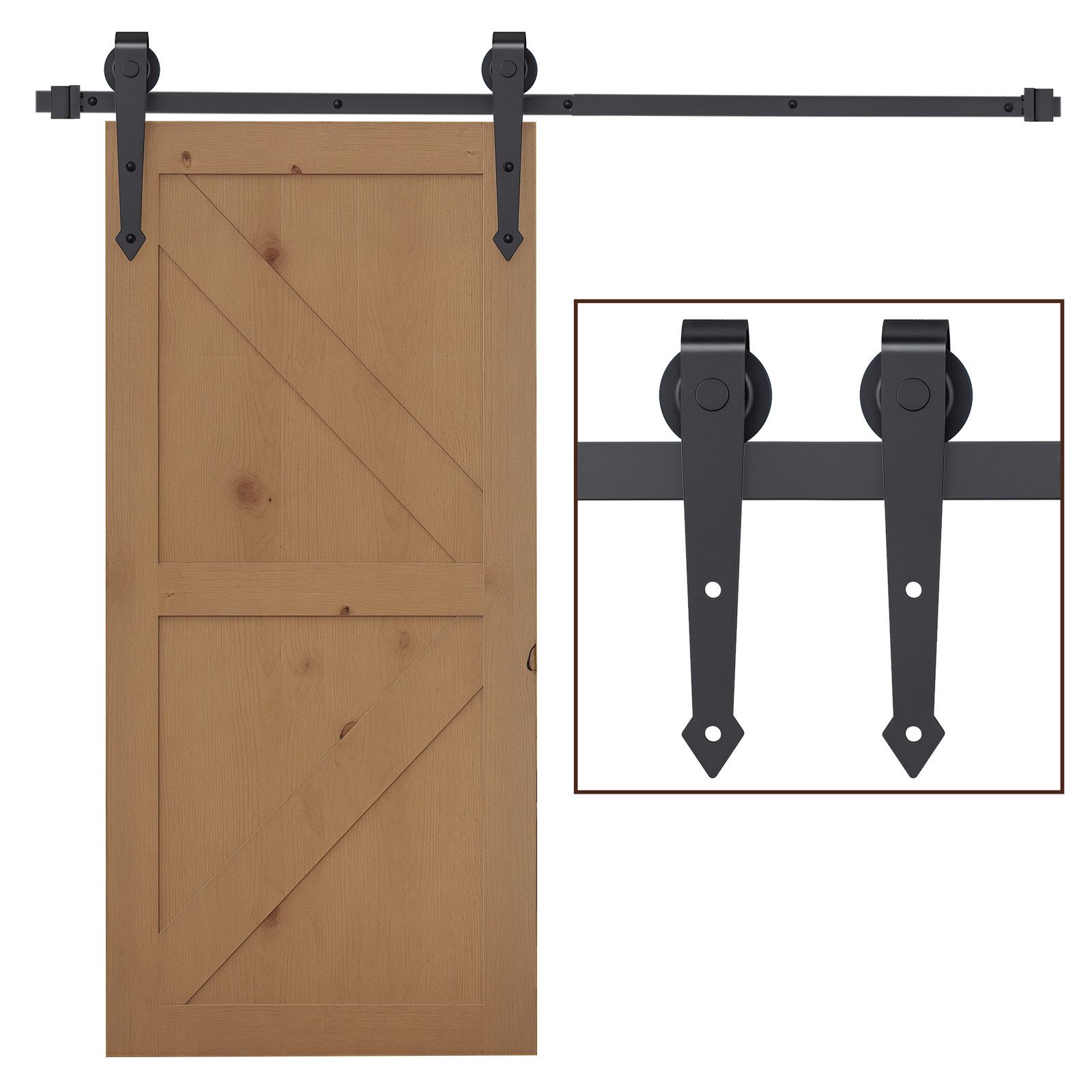 HOMCOM Türbeschlag 200 cm (Schiebetürsystem, 1 St., Schiebetüren-Beschlagsatz), aus Kohlenstoffstahl Braun