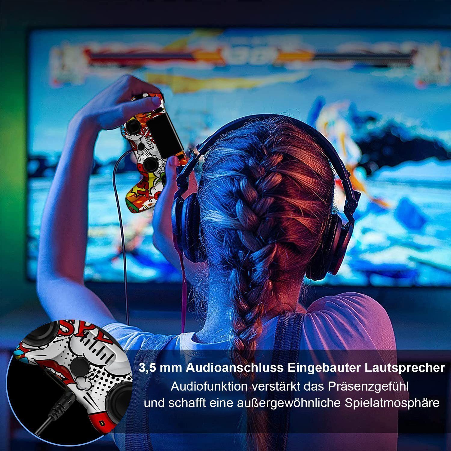 KINSI Wireless Gamepad, Controller, Bluetooth, für PS4 PlayStation 4-Controller (Doppelte Vibration, wiederaufladbare Batterie)