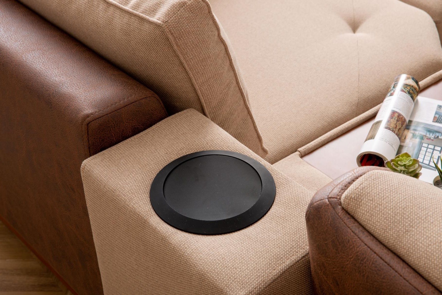 JVmoebel Ecksofa Beige Eckcouch mit hochwertiger Polsterung und Soundsystem, 1 Teile, Made in Europa