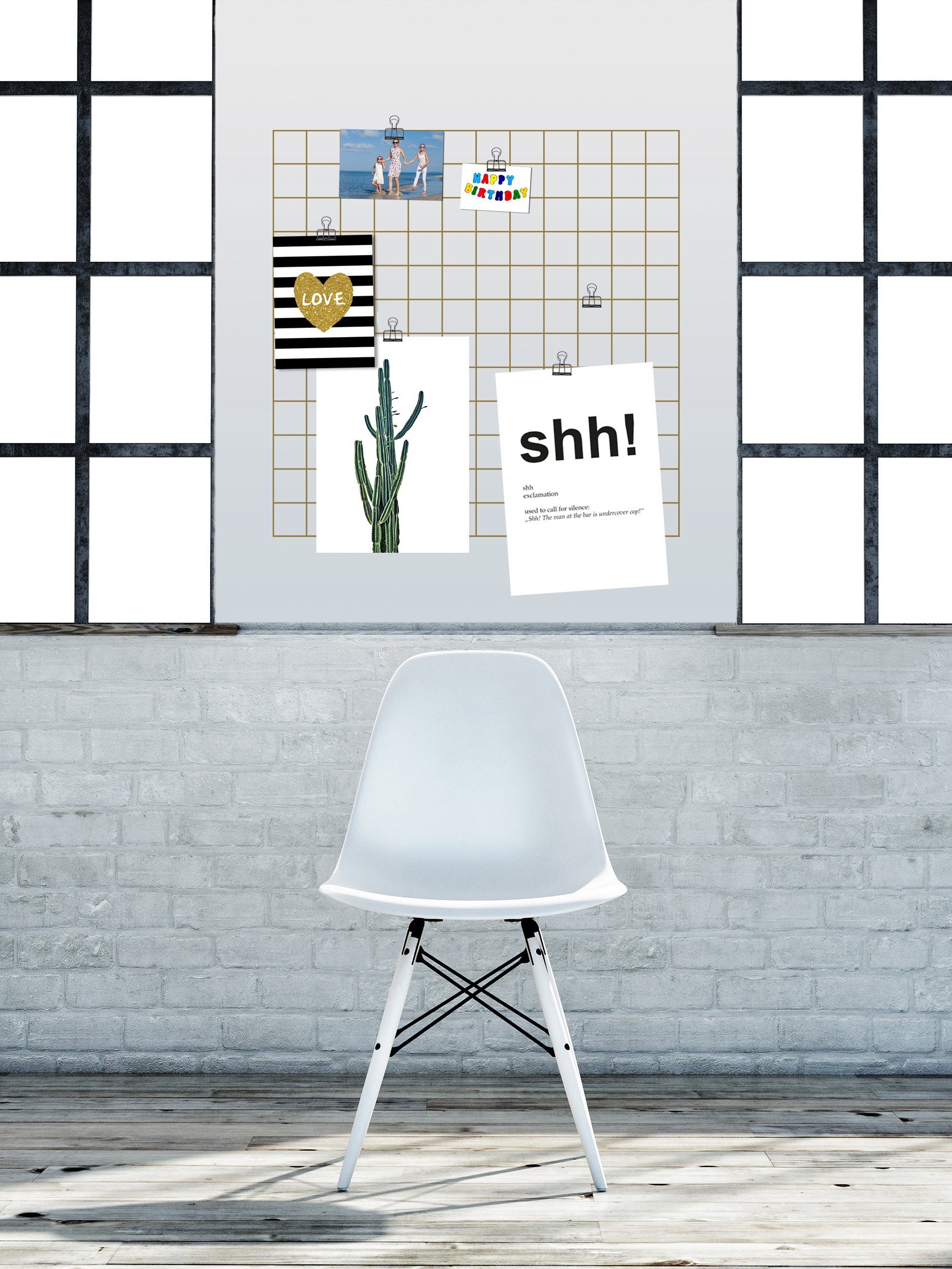 queence Wanddekoobjekt Wandgitter gold grau, weiß, Notizen, Fotos, Wandkale günstig online kaufen