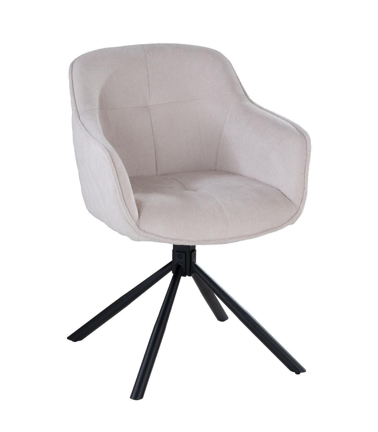 Stolkom Sp.z.o.o. Esszimmerstuhl EMMA-SOFIA, Beige, Schwarz, Webstoff, Metall, (1 St), 180 Grad drehbar mit Rückholfunktion, B 59 x H 82 x T 62 cm