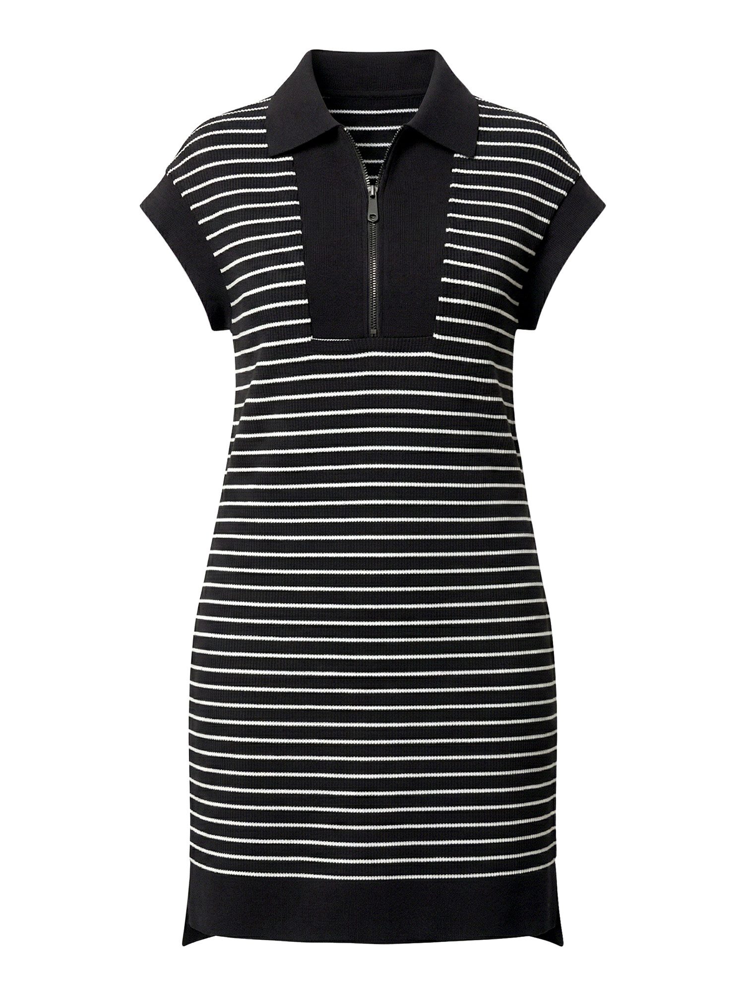 Strickkleid Damen gestreiftes Minikleid mit Reißverschluss