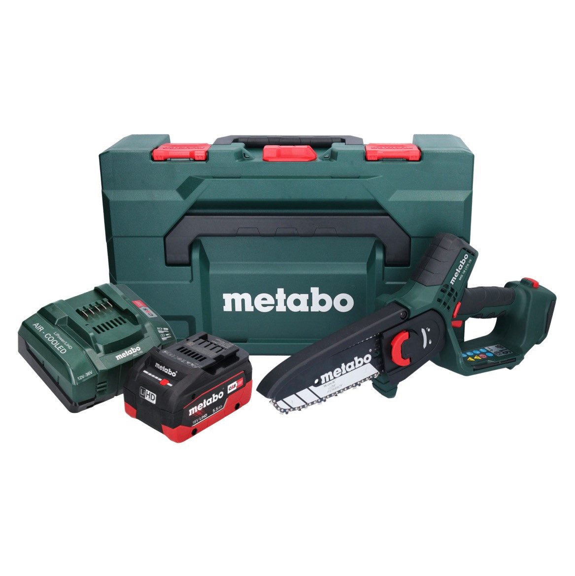 metabo Akku-Kettensäge MS 18 LTX 15 Akku Gehölzsäge 18 V 15 cm 5 m/s + 1x Akku 5,5 Ah