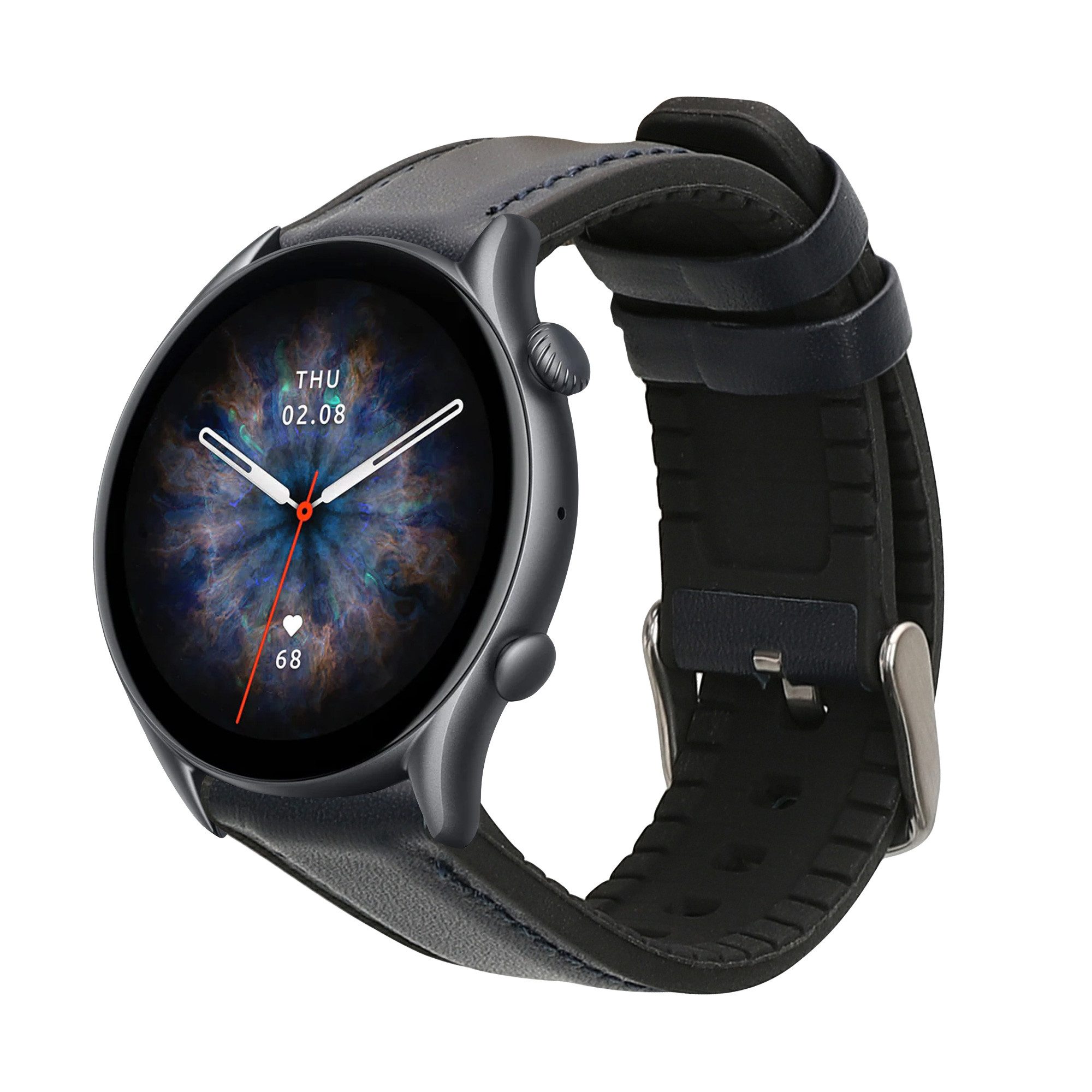 kwmobile Smartwatch-Armband Sportarmband für Huami Amzfit GTR (47mm) / GTR 2 / GTR 3 / GTR 4, Leder Fitnesstracker Ersatzarmband Uhrenverschluss